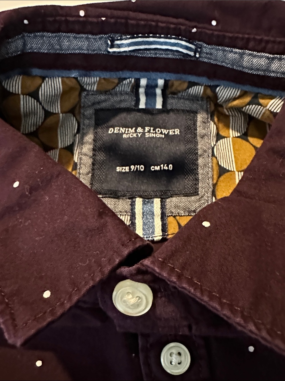 Kids clothes Cactus Navy Dot & Burgundy Micro Dot Button-Down Shirts size 8-10 - Picture 7 of 12